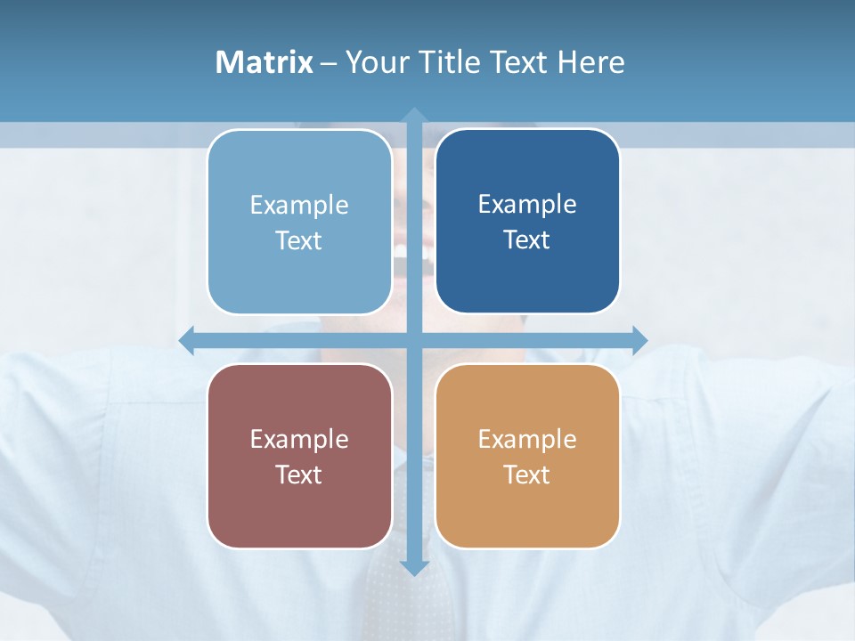 A Man In A Blue Shirt And Tie With His Arms Outstretched PowerPoint Template