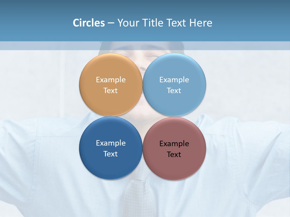 A Man In A Blue Shirt And Tie With His Arms Outstretched PowerPoint Template