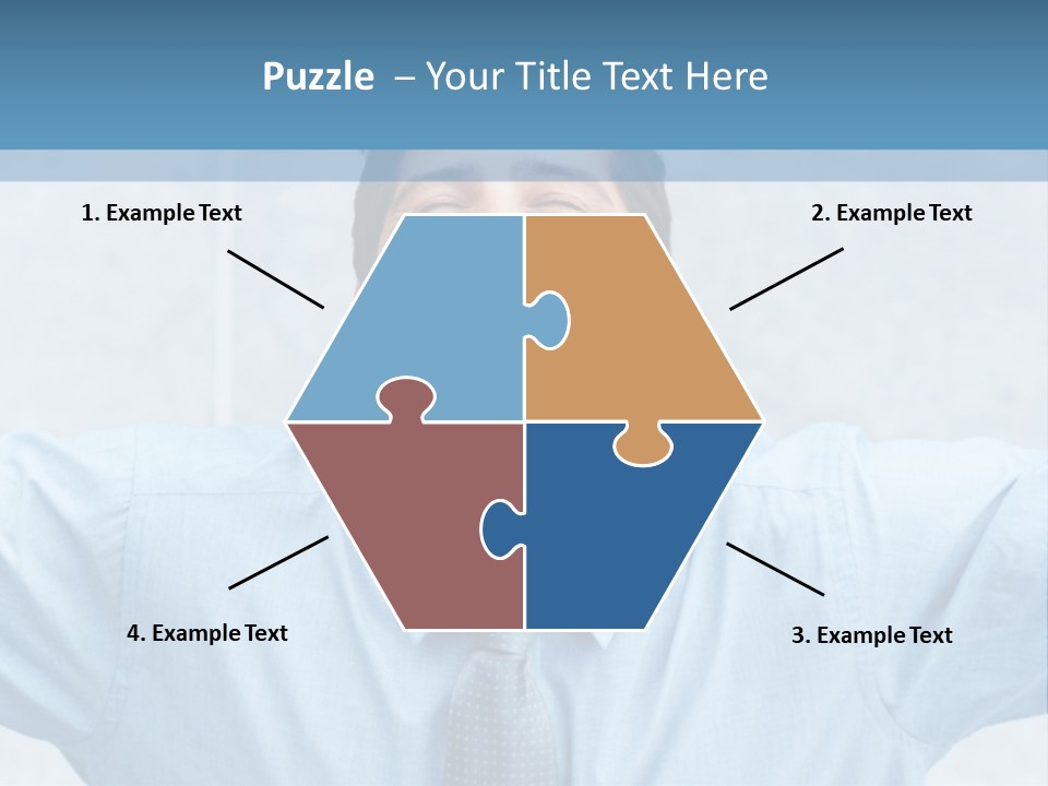 A Man In A Blue Shirt And Tie With His Arms Outstretched PowerPoint Template