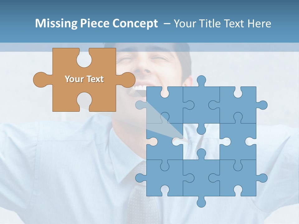 A Man In A Blue Shirt And Tie With His Arms Outstretched PowerPoint Template