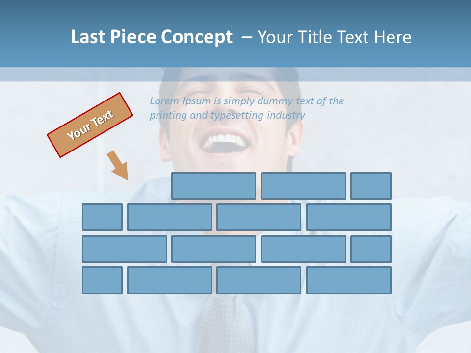 A Man In A Blue Shirt And Tie With His Arms Outstretched PowerPoint Template