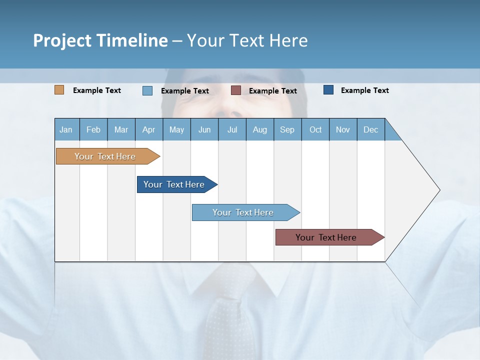 A Man In A Blue Shirt And Tie With His Arms Outstretched PowerPoint Template