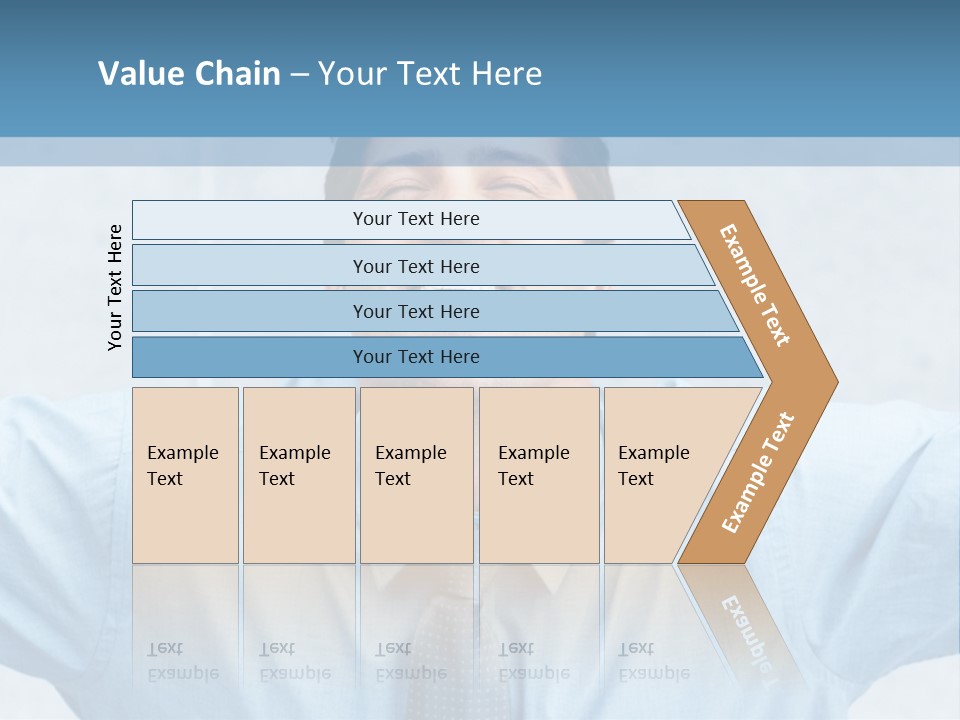 A Man In A Blue Shirt And Tie With His Arms Outstretched PowerPoint Template