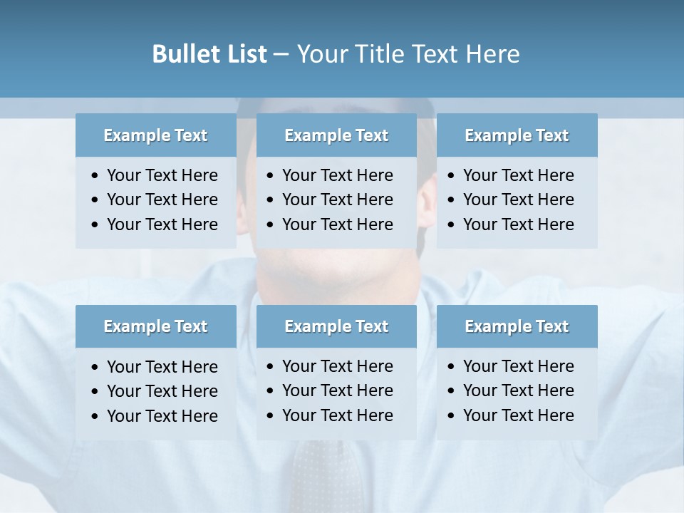 A Man In A Blue Shirt And Tie With His Arms Outstretched PowerPoint Template