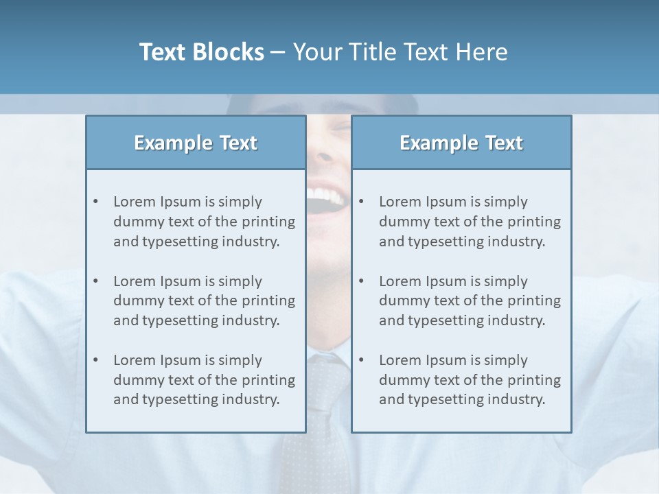 A Man In A Blue Shirt And Tie With His Arms Outstretched PowerPoint Template