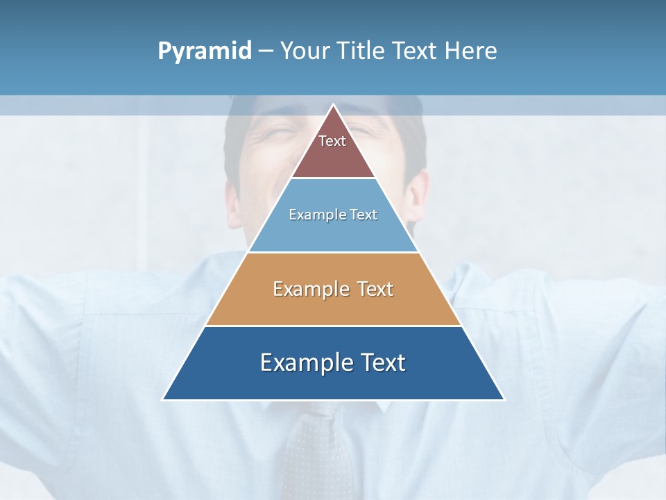 A Man In A Blue Shirt And Tie With His Arms Outstretched PowerPoint Template