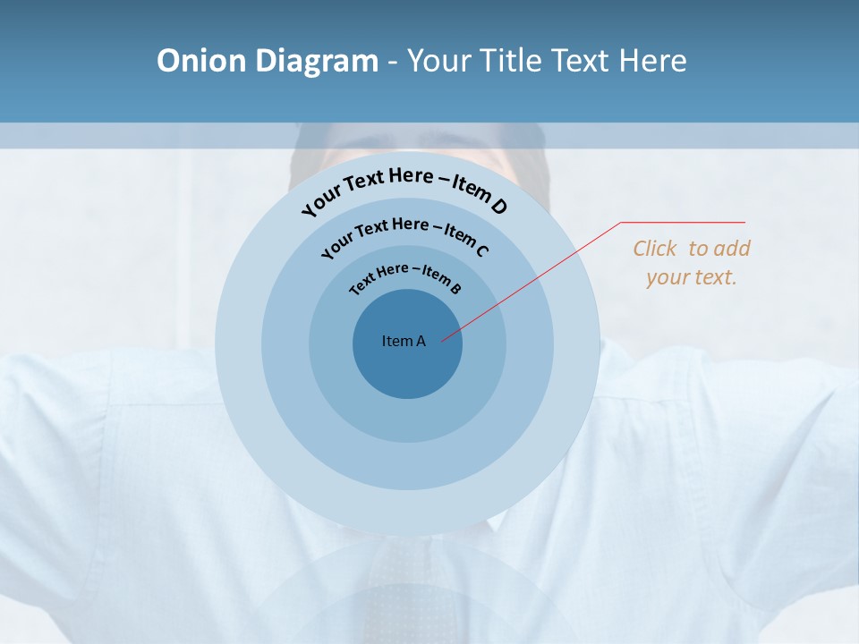 A Man In A Blue Shirt And Tie With His Arms Outstretched PowerPoint Template