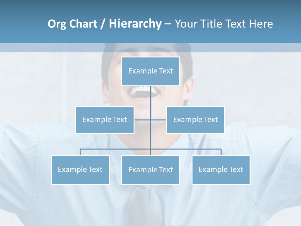 A Man In A Blue Shirt And Tie With His Arms Outstretched PowerPoint Template