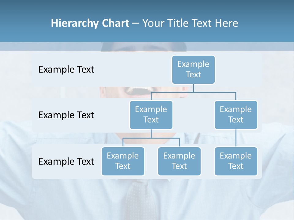 A Man In A Blue Shirt And Tie With His Arms Outstretched PowerPoint Template