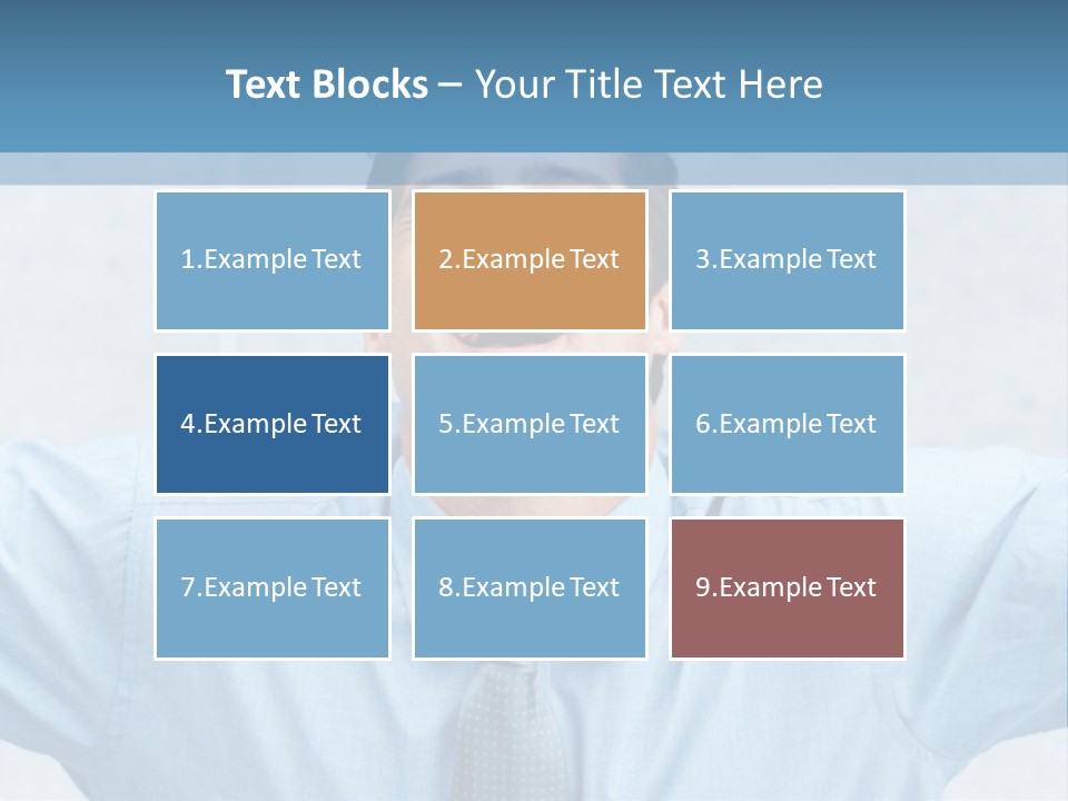 A Man In A Blue Shirt And Tie With His Arms Outstretched PowerPoint Template