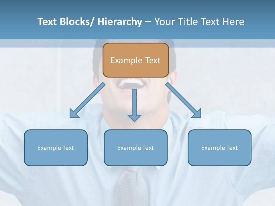 A Man In A Blue Shirt And Tie With His Arms Outstretched PowerPoint Template