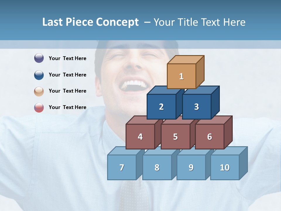 A Man In A Blue Shirt And Tie With His Arms Outstretched PowerPoint Template