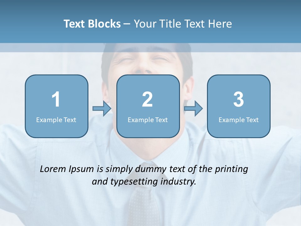 A Man In A Blue Shirt And Tie With His Arms Outstretched PowerPoint Template