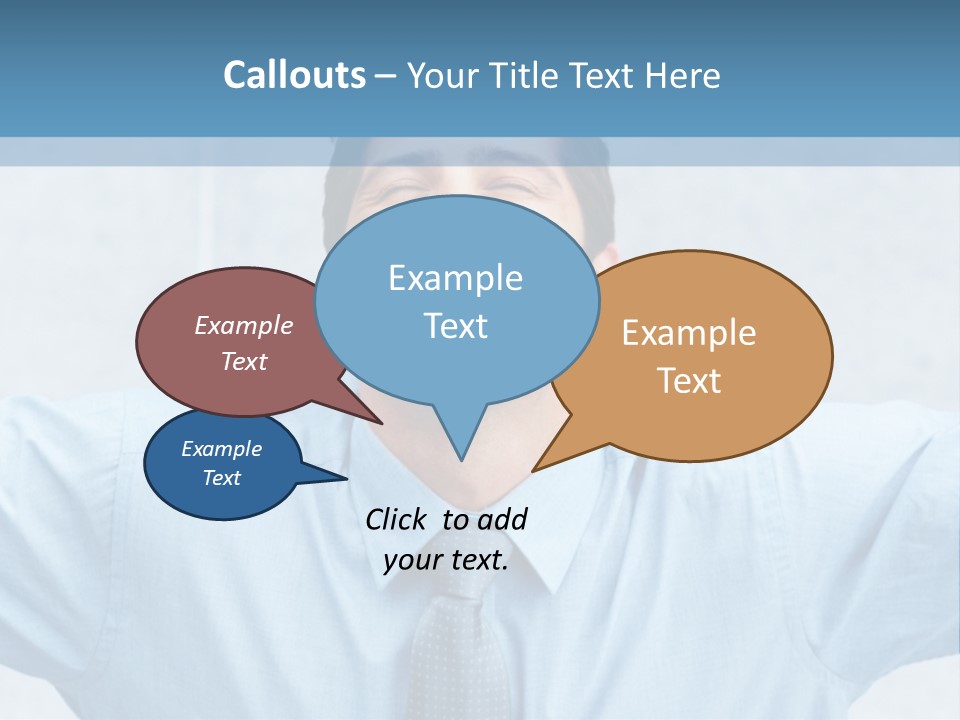 A Man In A Blue Shirt And Tie With His Arms Outstretched PowerPoint Template