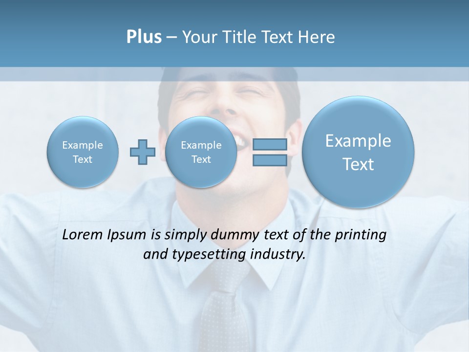 A Man In A Blue Shirt And Tie With His Arms Outstretched PowerPoint Template