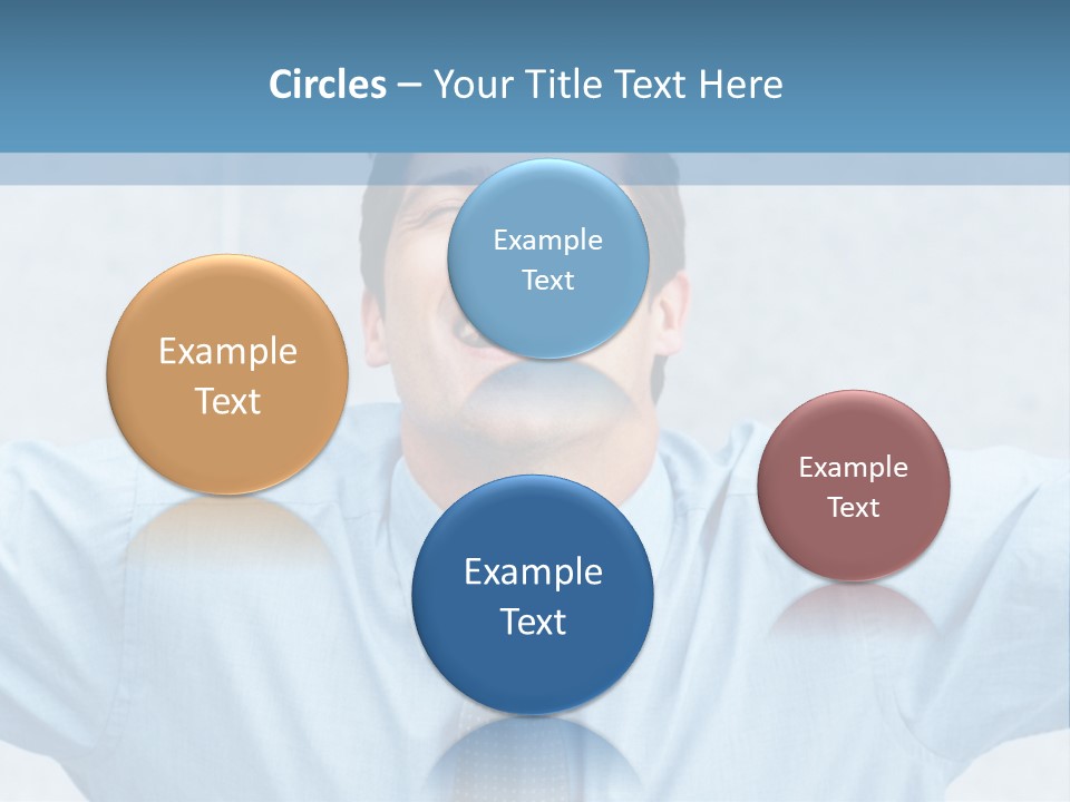 A Man In A Blue Shirt And Tie With His Arms Outstretched PowerPoint Template