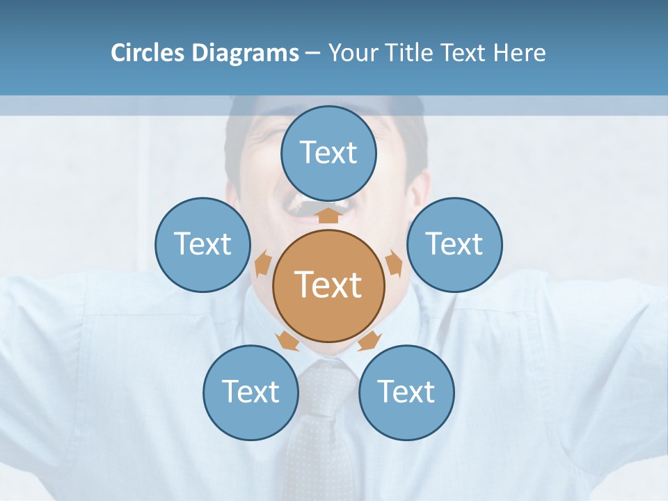 A Man In A Blue Shirt And Tie With His Arms Outstretched PowerPoint Template