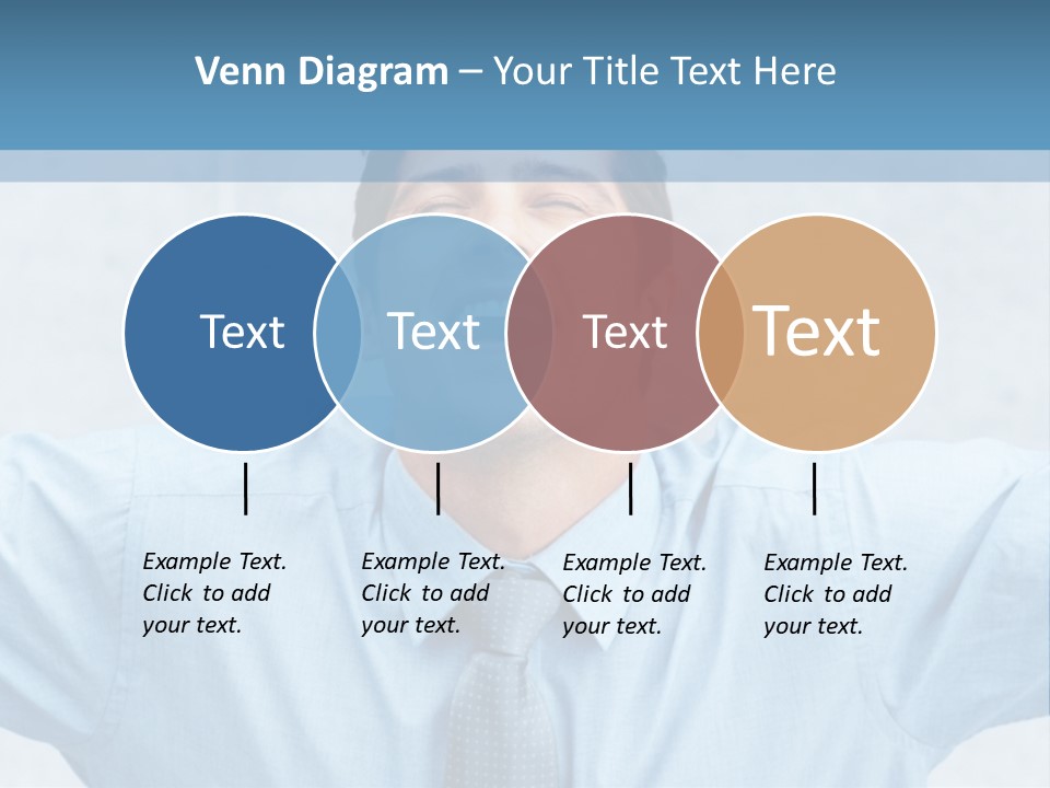 A Man In A Blue Shirt And Tie With His Arms Outstretched PowerPoint Template