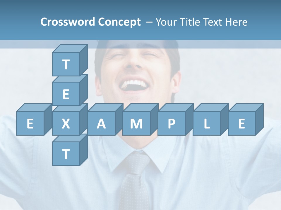 A Man In A Blue Shirt And Tie With His Arms Outstretched PowerPoint Template