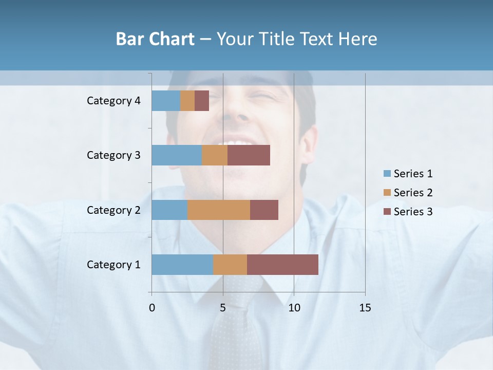 A Man In A Blue Shirt And Tie With His Arms Outstretched PowerPoint Template