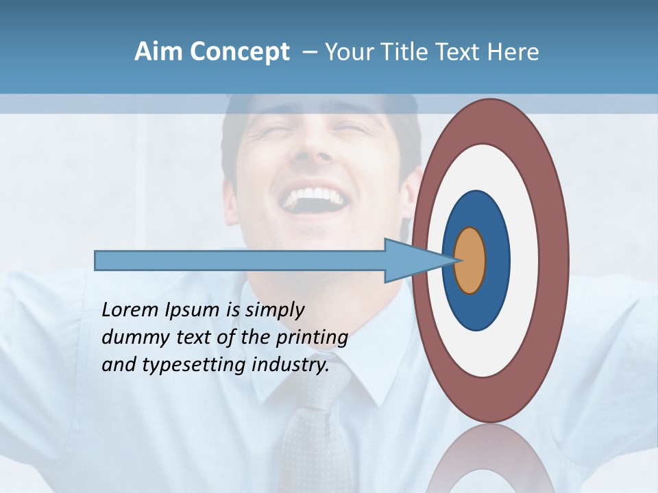 A Man In A Blue Shirt And Tie With His Arms Outstretched PowerPoint Template