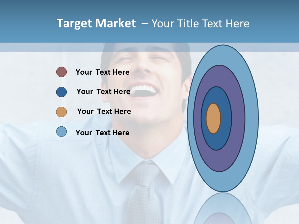 A Man In A Blue Shirt And Tie With His Arms Outstretched PowerPoint Template
