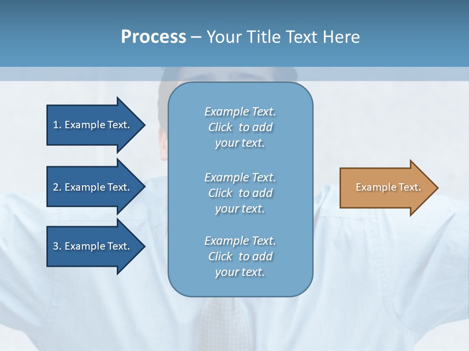 A Man In A Blue Shirt And Tie With His Arms Outstretched PowerPoint Template