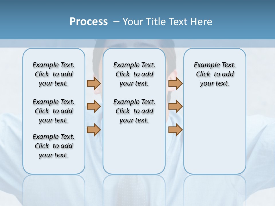 A Man In A Blue Shirt And Tie With His Arms Outstretched PowerPoint Template