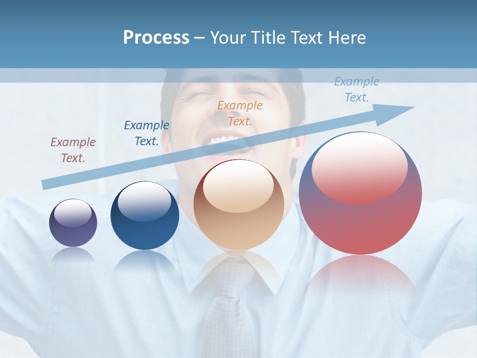 A Man In A Blue Shirt And Tie With His Arms Outstretched PowerPoint Template