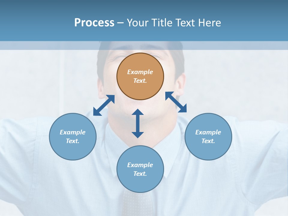 A Man In A Blue Shirt And Tie With His Arms Outstretched PowerPoint Template