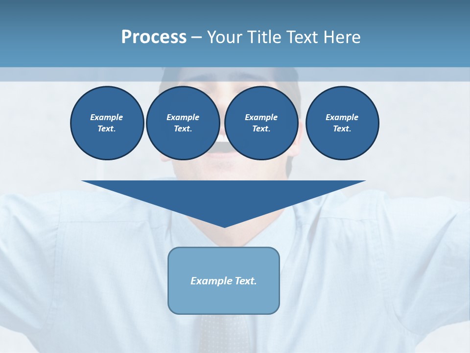 A Man In A Blue Shirt And Tie With His Arms Outstretched PowerPoint Template