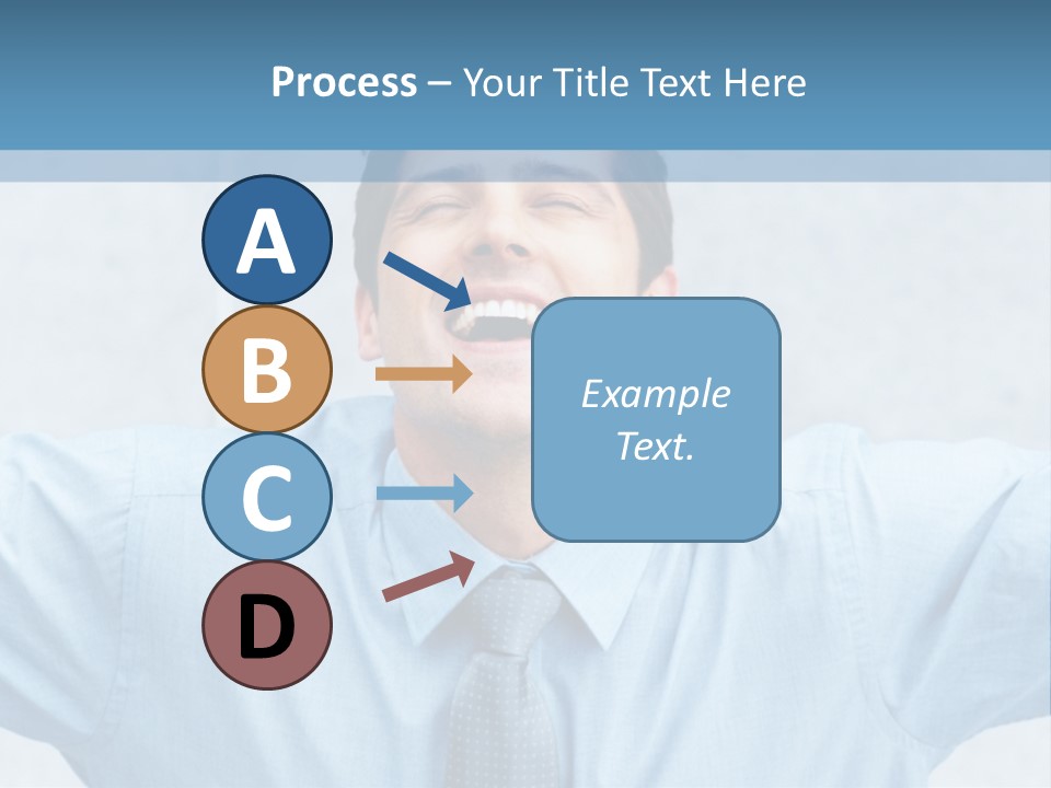 A Man In A Blue Shirt And Tie With His Arms Outstretched PowerPoint Template