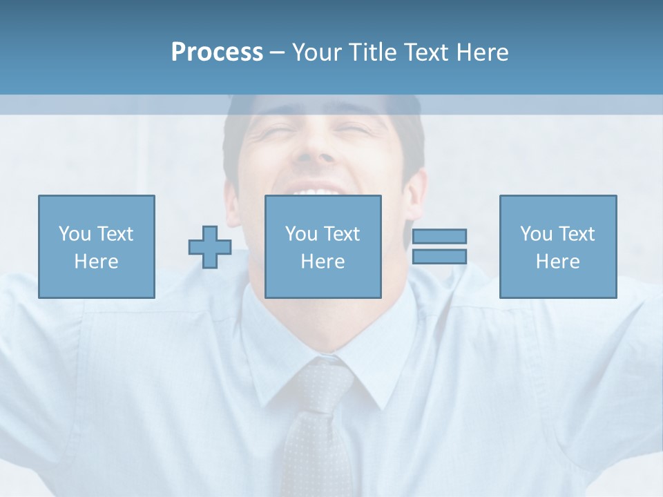 A Man In A Blue Shirt And Tie With His Arms Outstretched PowerPoint Template