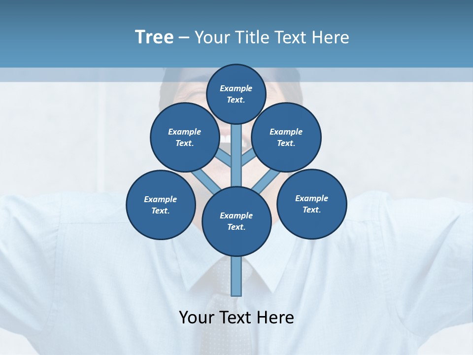 A Man In A Blue Shirt And Tie With His Arms Outstretched PowerPoint Template