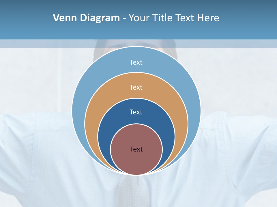 A Man In A Blue Shirt And Tie With His Arms Outstretched PowerPoint Template