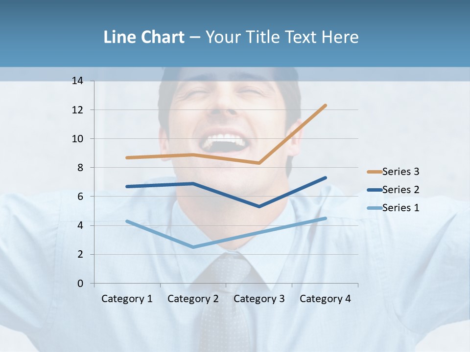 A Man In A Blue Shirt And Tie With His Arms Outstretched PowerPoint Template