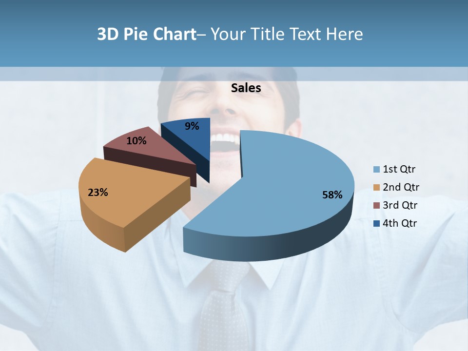 A Man In A Blue Shirt And Tie With His Arms Outstretched PowerPoint Template