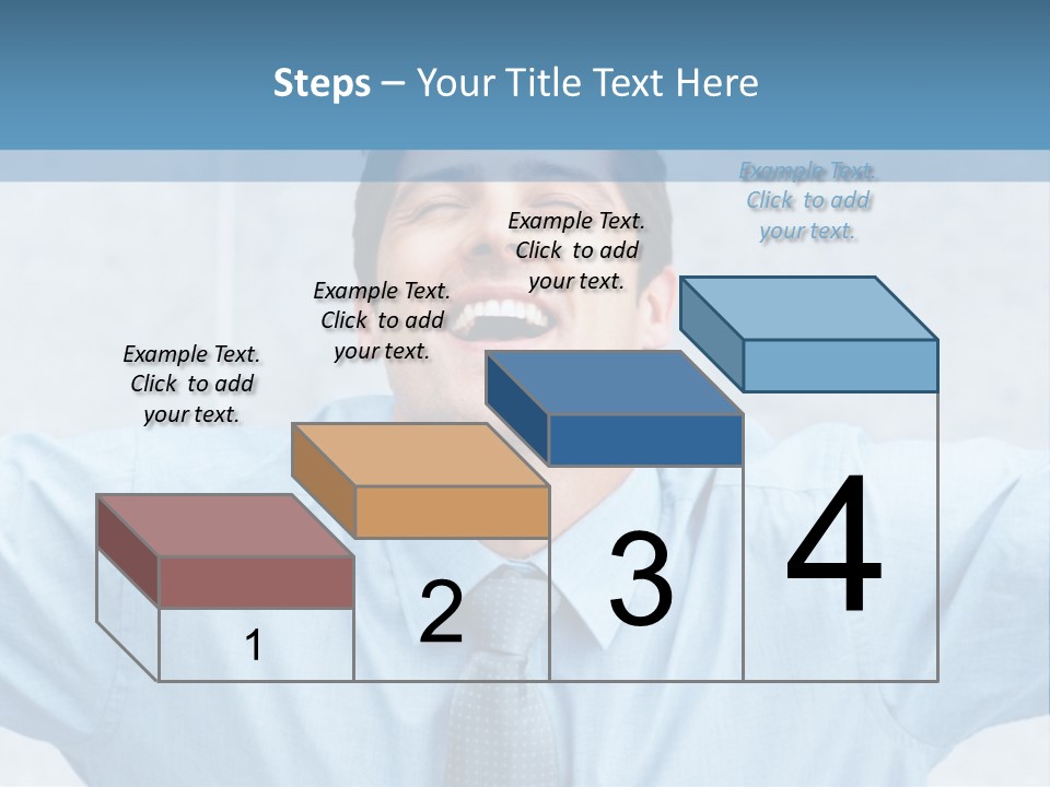 A Man In A Blue Shirt And Tie With His Arms Outstretched PowerPoint Template