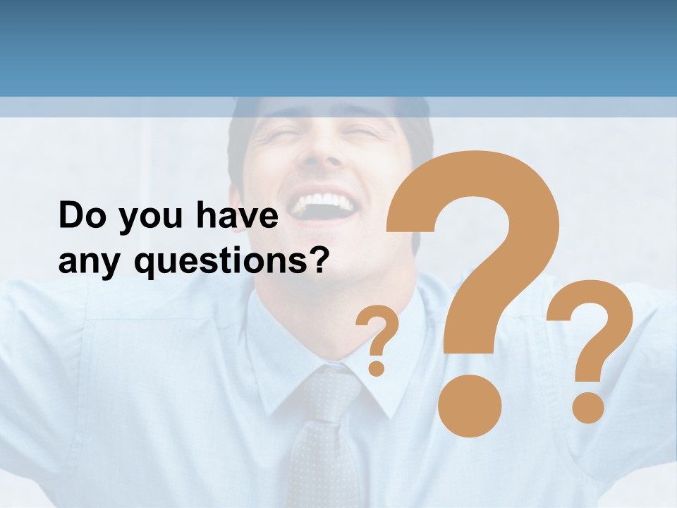 A Man In A Blue Shirt And Tie With His Arms Outstretched PowerPoint Template