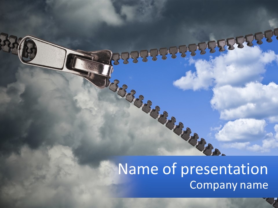 Horizontal Unzip Sky PowerPoint Template