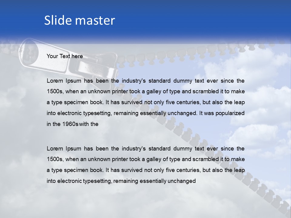 Horizontal Unzip Sky PowerPoint Template