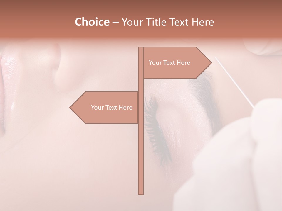A Woman Getting A Permanent On Her Forehead PowerPoint Template