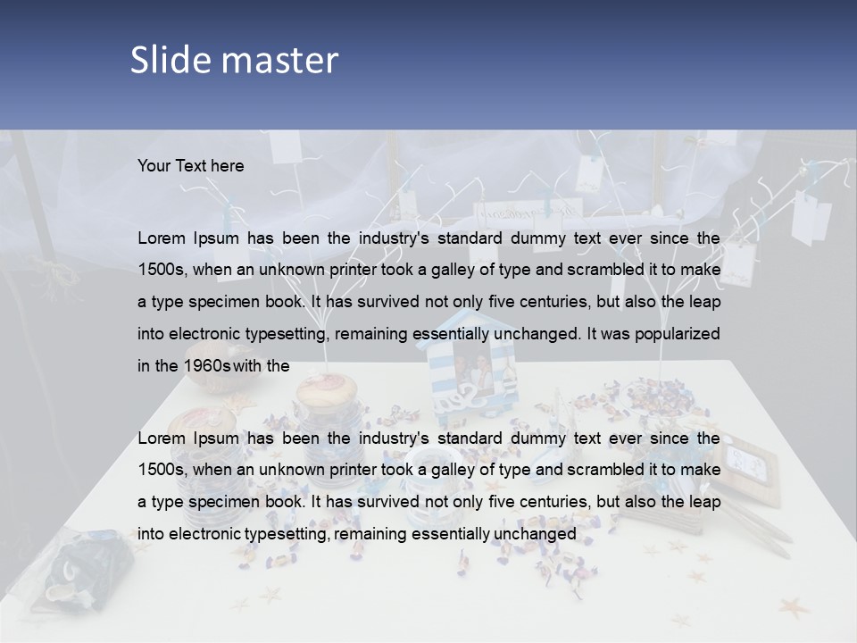 A Table Topped With Lots Of Items On Top Of A White Table PowerPoint Template