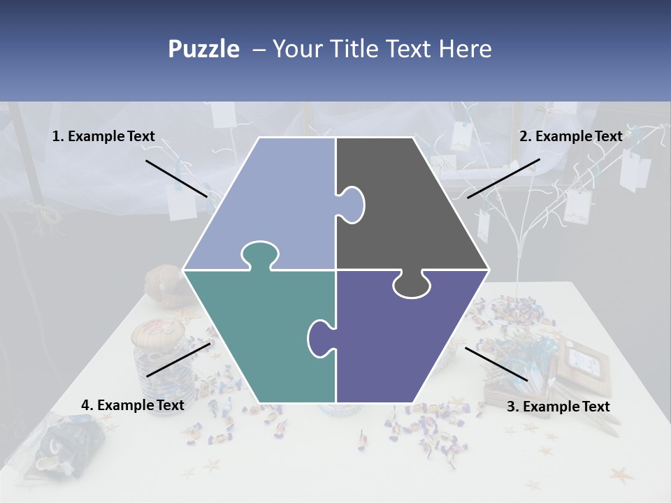 A Table Topped With Lots Of Items On Top Of A White Table PowerPoint Template