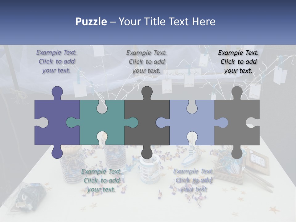 A Table Topped With Lots Of Items On Top Of A White Table PowerPoint Template