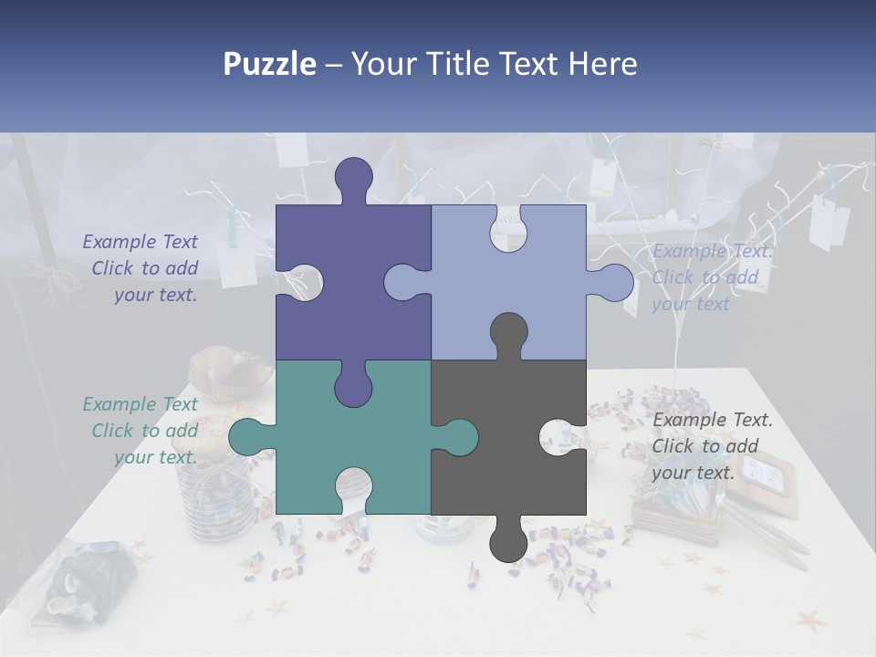 A Table Topped With Lots Of Items On Top Of A White Table PowerPoint Template