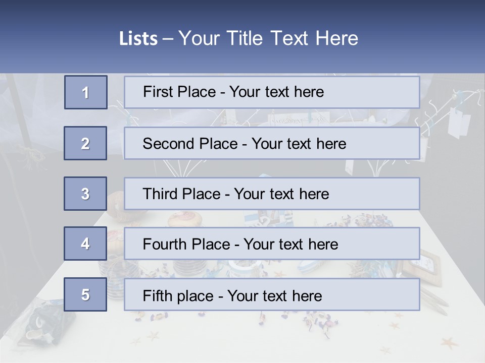 A Table Topped With Lots Of Items On Top Of A White Table PowerPoint Template