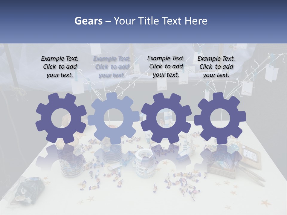 A Table Topped With Lots Of Items On Top Of A White Table PowerPoint Template