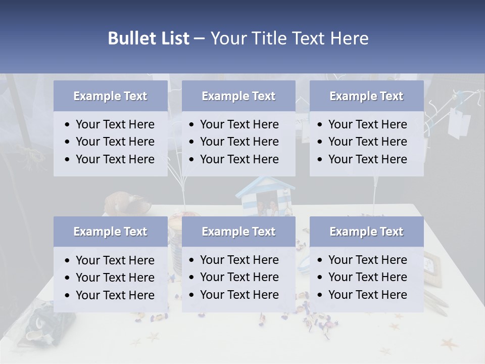 A Table Topped With Lots Of Items On Top Of A White Table PowerPoint Template