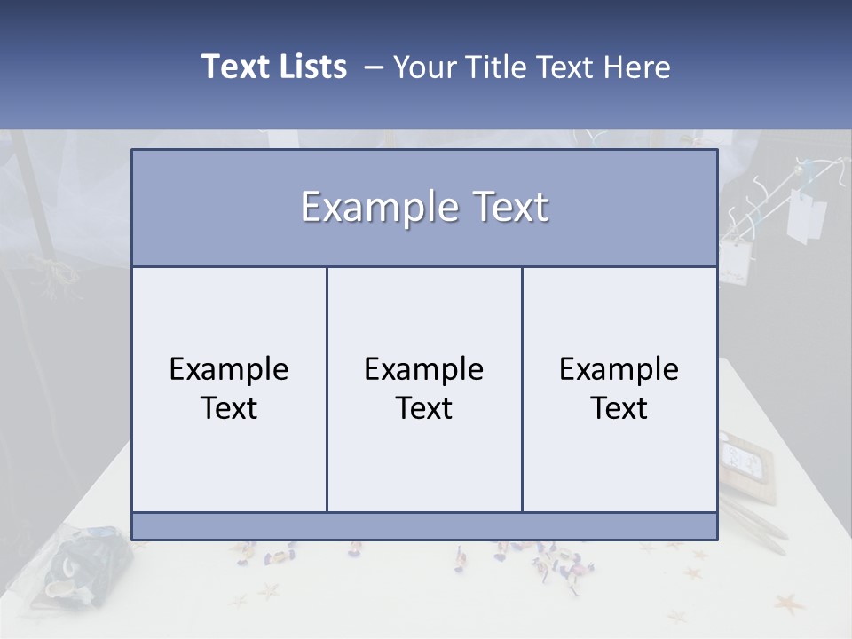 A Table Topped With Lots Of Items On Top Of A White Table PowerPoint Template